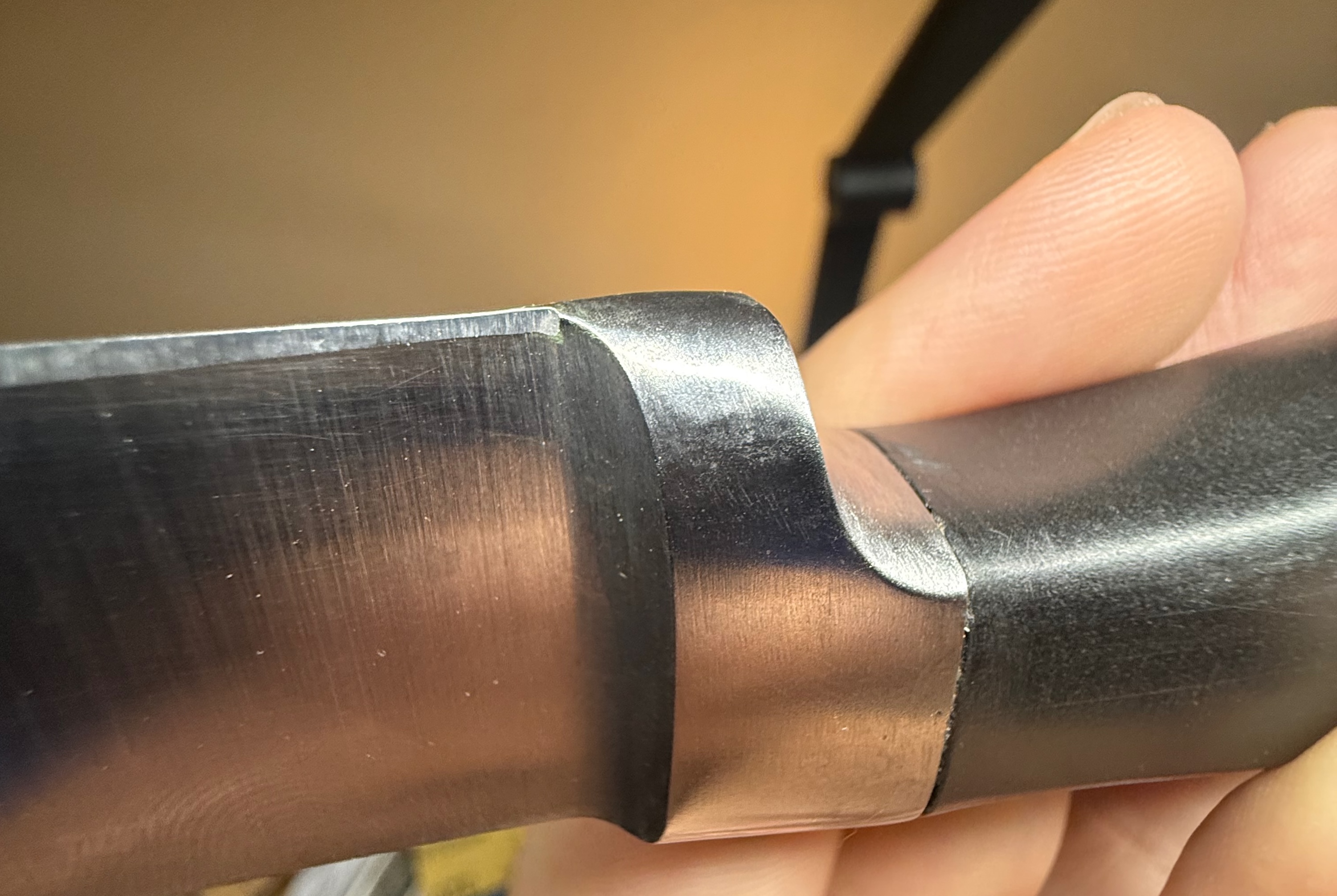 Carving knife after repair – polished bolster detail